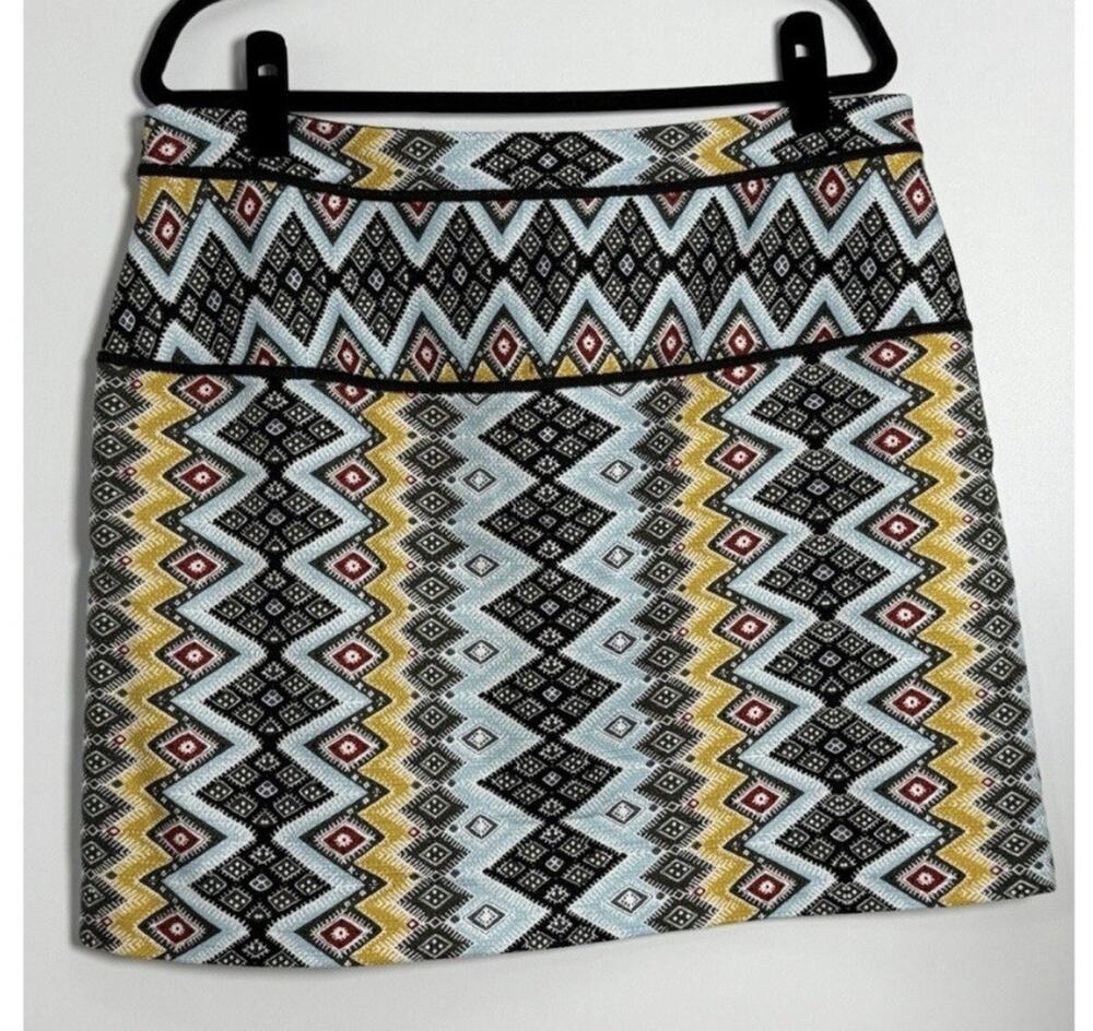 LOFT Skirt Women’s Size 14 Southwestern Geometric Aztec Chevron Print Lined